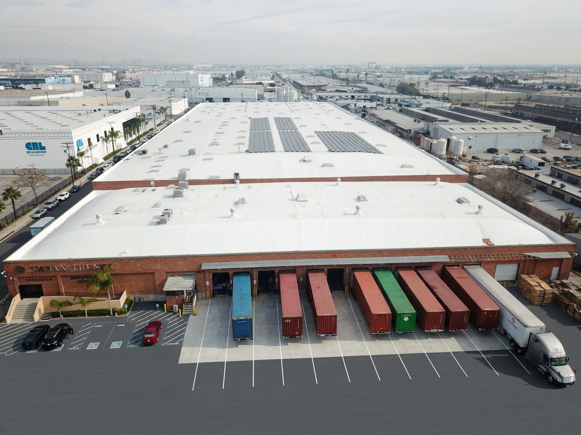Aerial view of Logix Fulfillment warehouse Vernon CA near Port of Long Beach