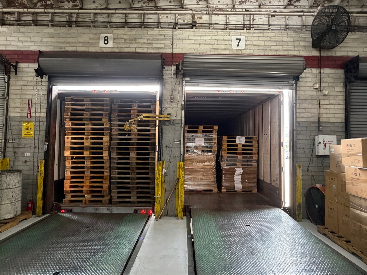 Loading docks with pallets staged for outbound trucks at the Logix Vernon facility