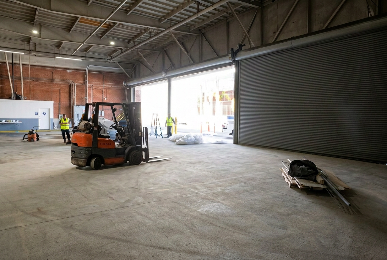 Forklift-ready dock operations Forklift in active loading bay area at Logix Fulfillment facility