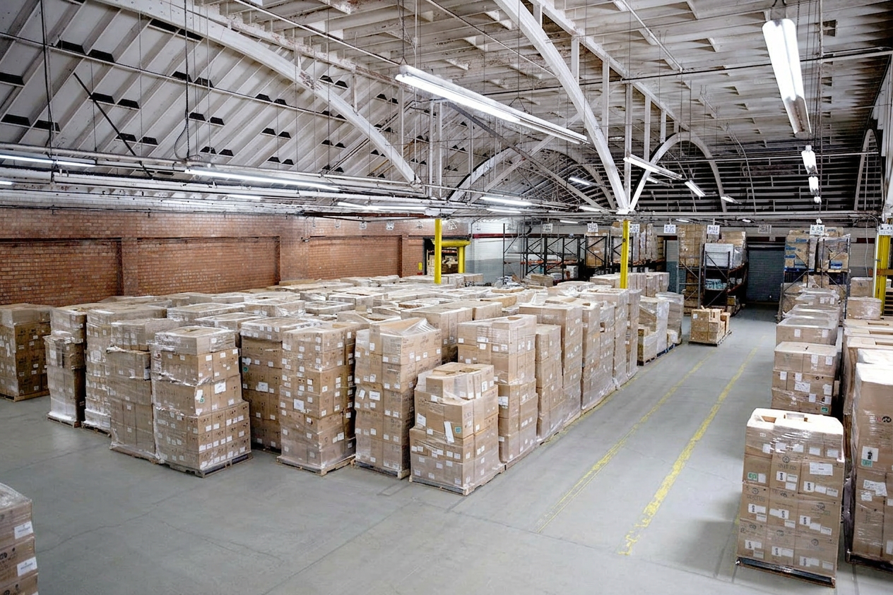 Packing stations and outbound shipping area at a Vernon CA e-commerce fulfillment warehouse